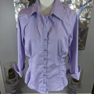 Solid lavender long sleeve button down shirt